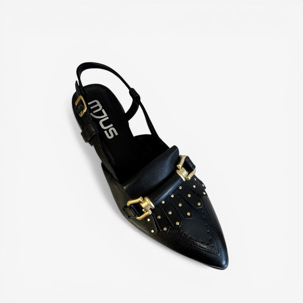 MJUS Black Leather Slingback