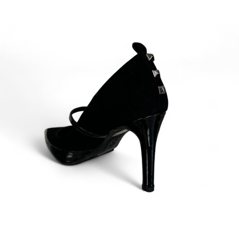 LODI Roala Black Suede & Leather Court Shoe