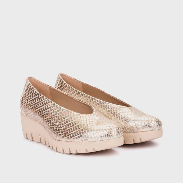 Wonders C-33100 Champagne Fly Wedge Shoe