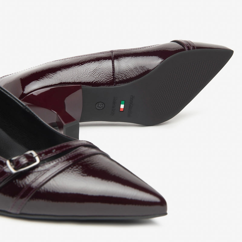NeroGiardini Burgundy Patent Kitten Heel Shoe
