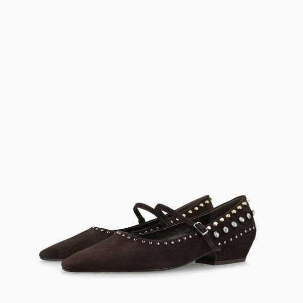 LODI Niza Brown Suede Studded Pumps