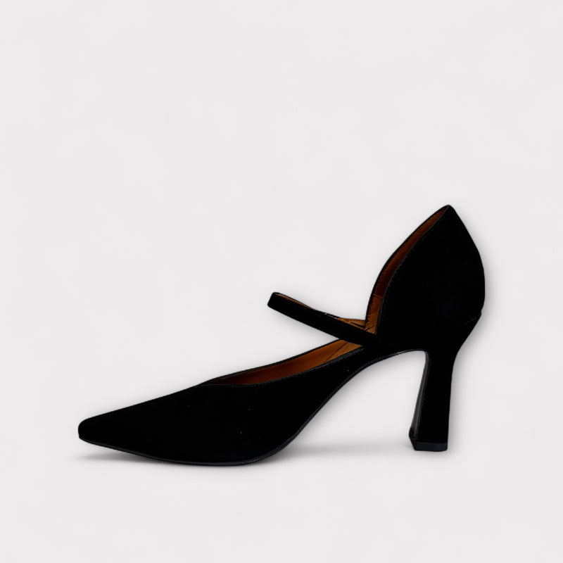 Marian Black Suede Court Shoe