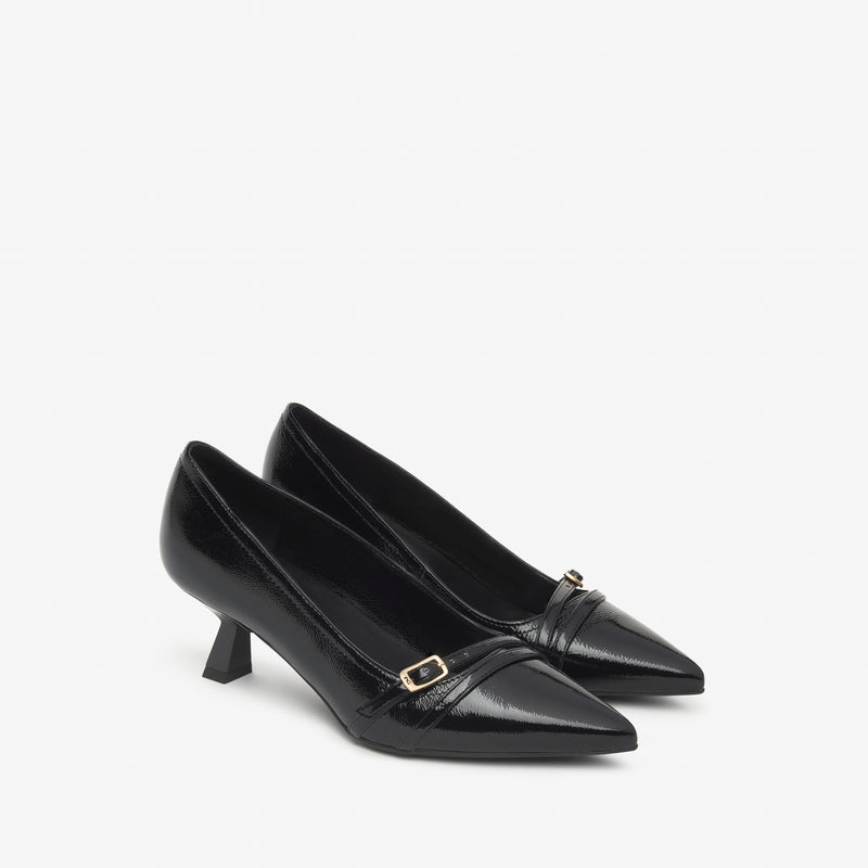 NeroGiardini Black Patent Kitten Heel Shoe