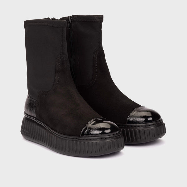 Wonders A-5207 Black Wedge Sock Boot
