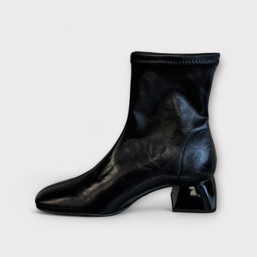 Miss Elastic Black Block Heel Sock Boot