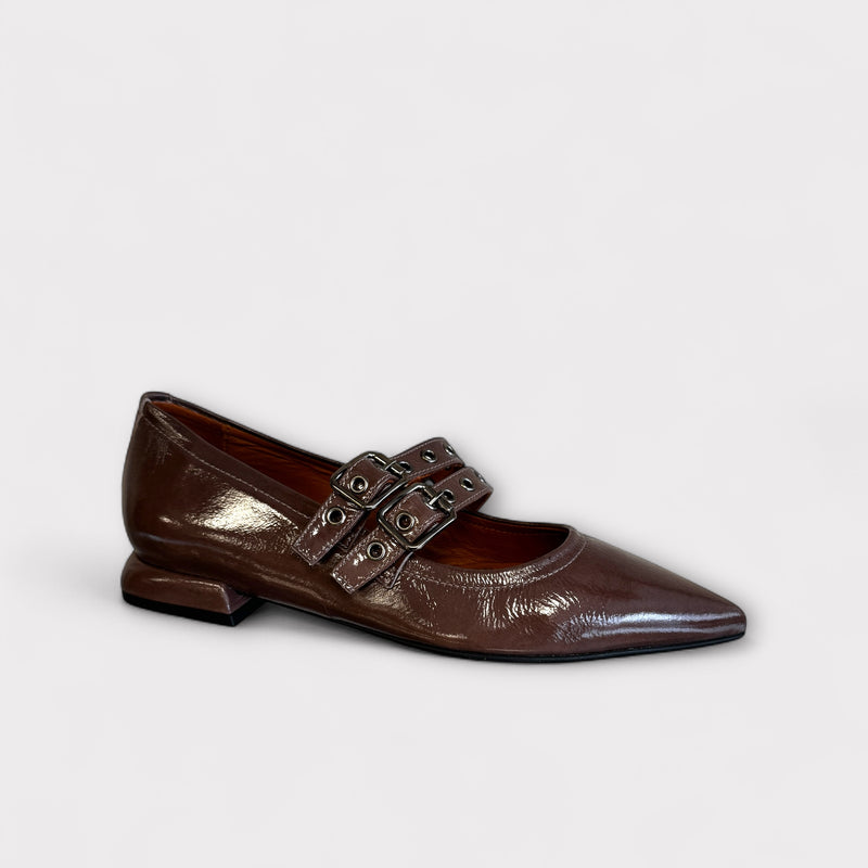 Marian Taupe Patent Mary Jane Shoe