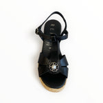 Repo Black Leather Wedge Sandal