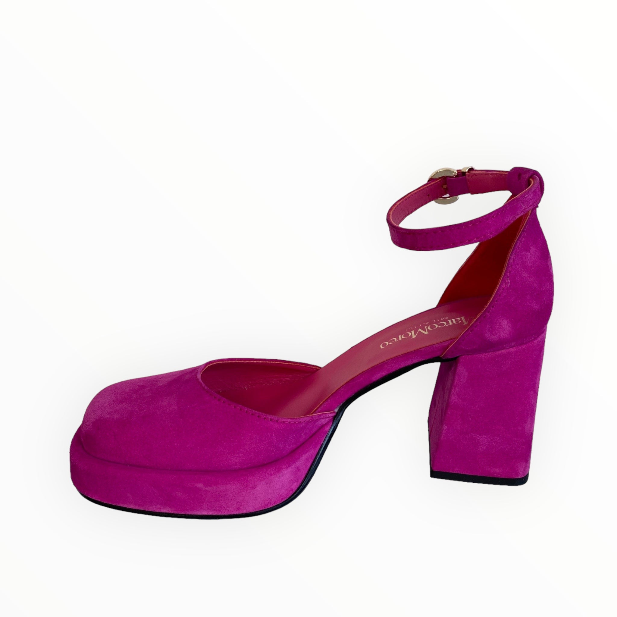 Pink suede clearance block heels