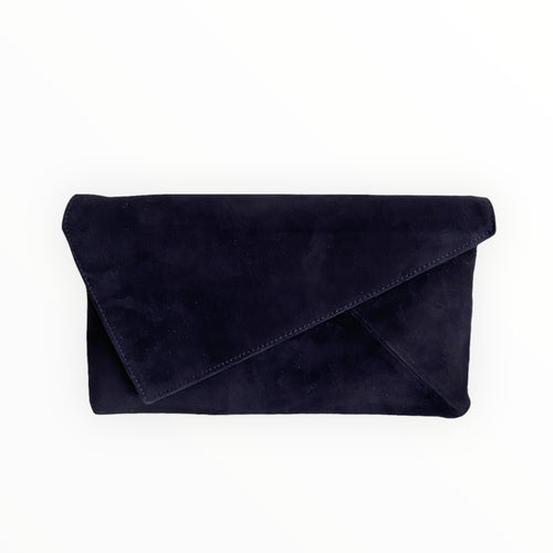 Marian Navy Suede Clutch Bag