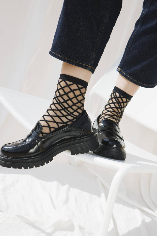 Brooklyn Bridge Black Fishnet Socks- Size 39/41
