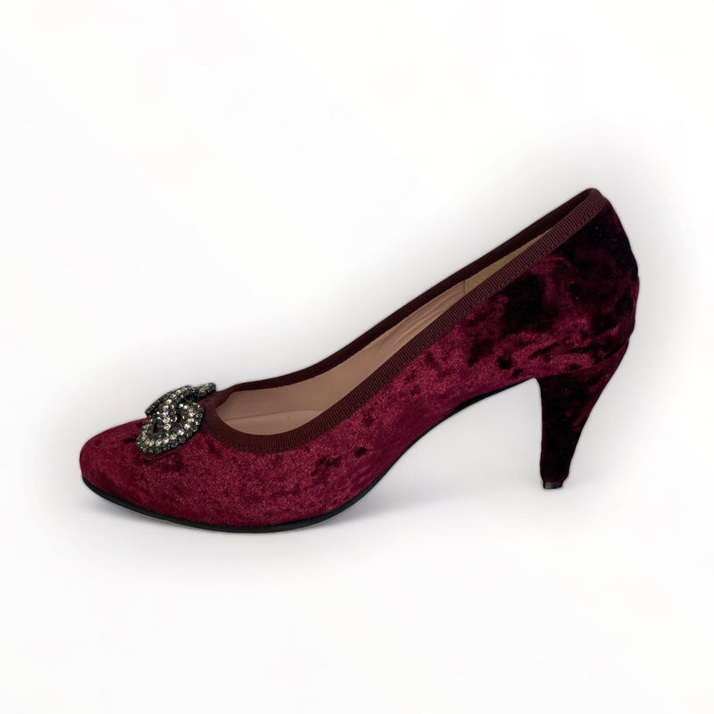 Le Babe Burgundy Velvet Shoe