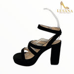 Marian Black Velvet Sandal
