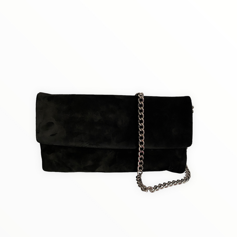 Small black suede clutch bag shop