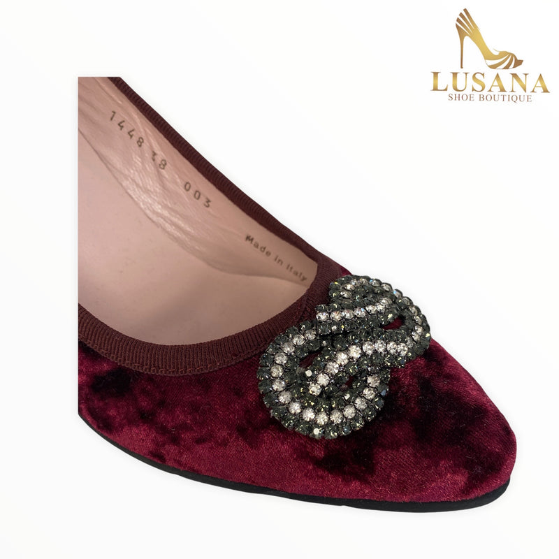 Le Babe Burgundy Velvet Shoe