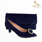 Le Babe Navy Suede Clutch Bag