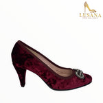 Le Babe Burgundy Velvet Shoe