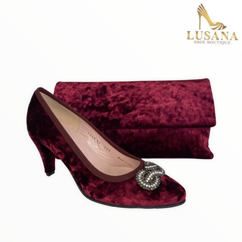 Le Babe Burgundy Velvet Shoe
