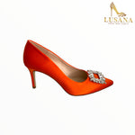Marian Orange Satin Shoe