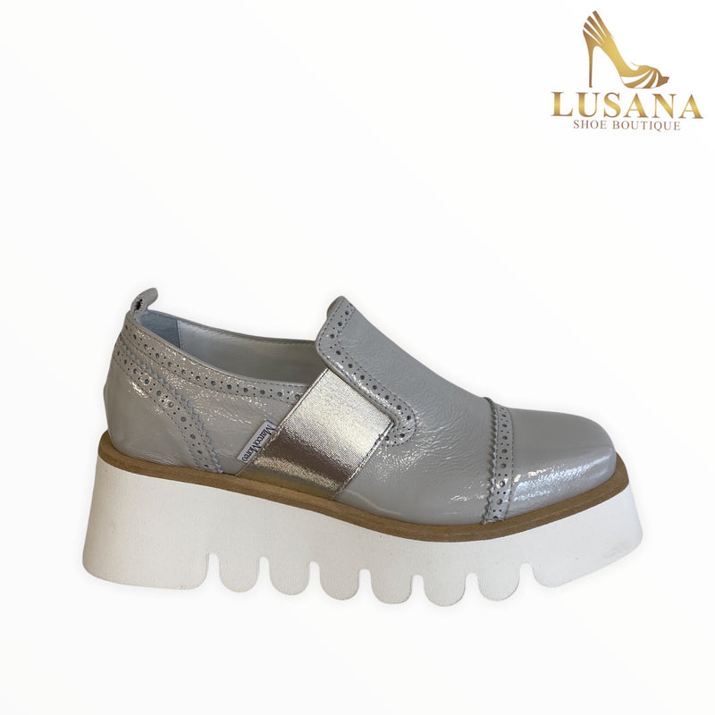 Marco Moreo Grey Patent Wedge