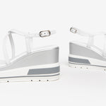 NeroGiardini White and Silver Platform Sandal