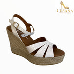 Viguera White Patent Wedge Sandal